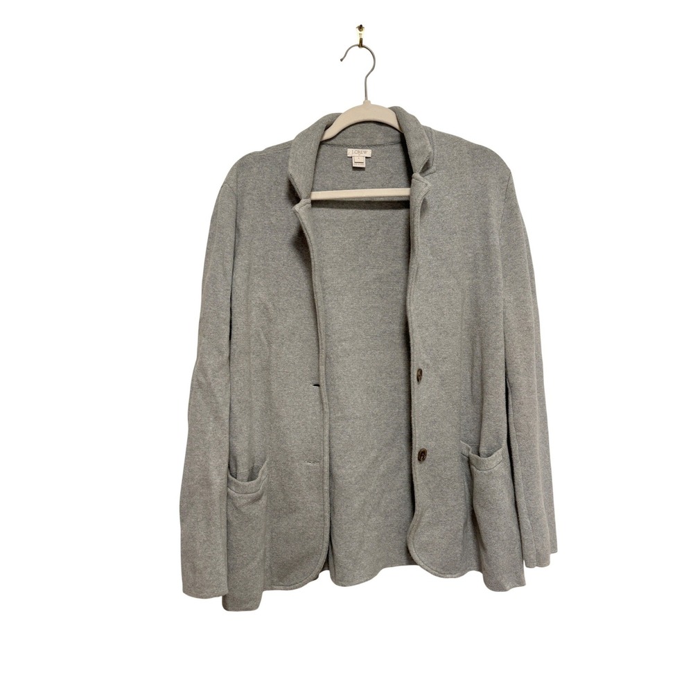 J.Crew Gray 100% Cotton Knit Blazer Sweater Blazer Jacket Sz Small